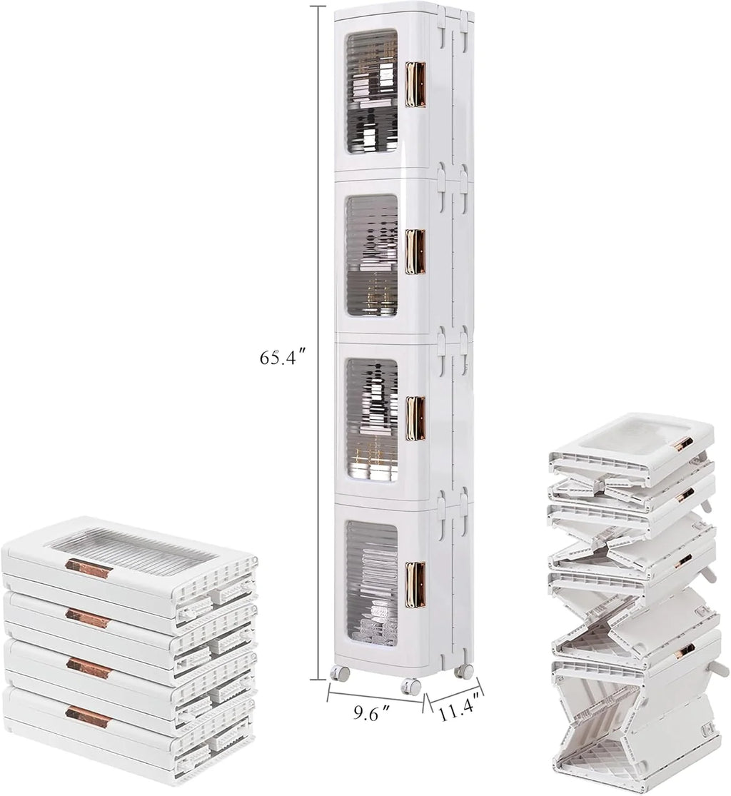 VECELO 4-Tier Plastic Tall Narrow Storage Cabinet