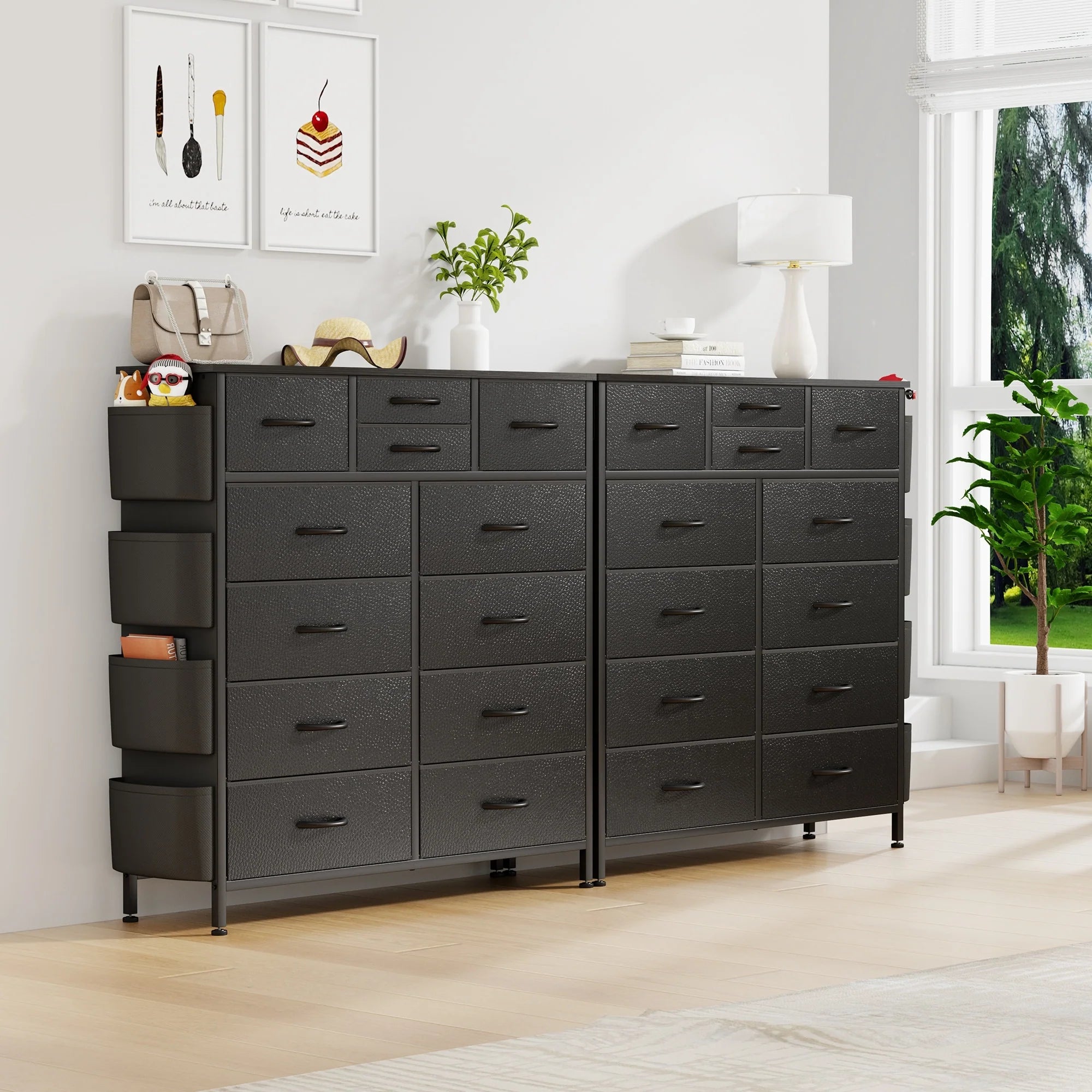 12 Drawer Dresser Fabric Tall Dressers for Bedroom Chest of Drawers