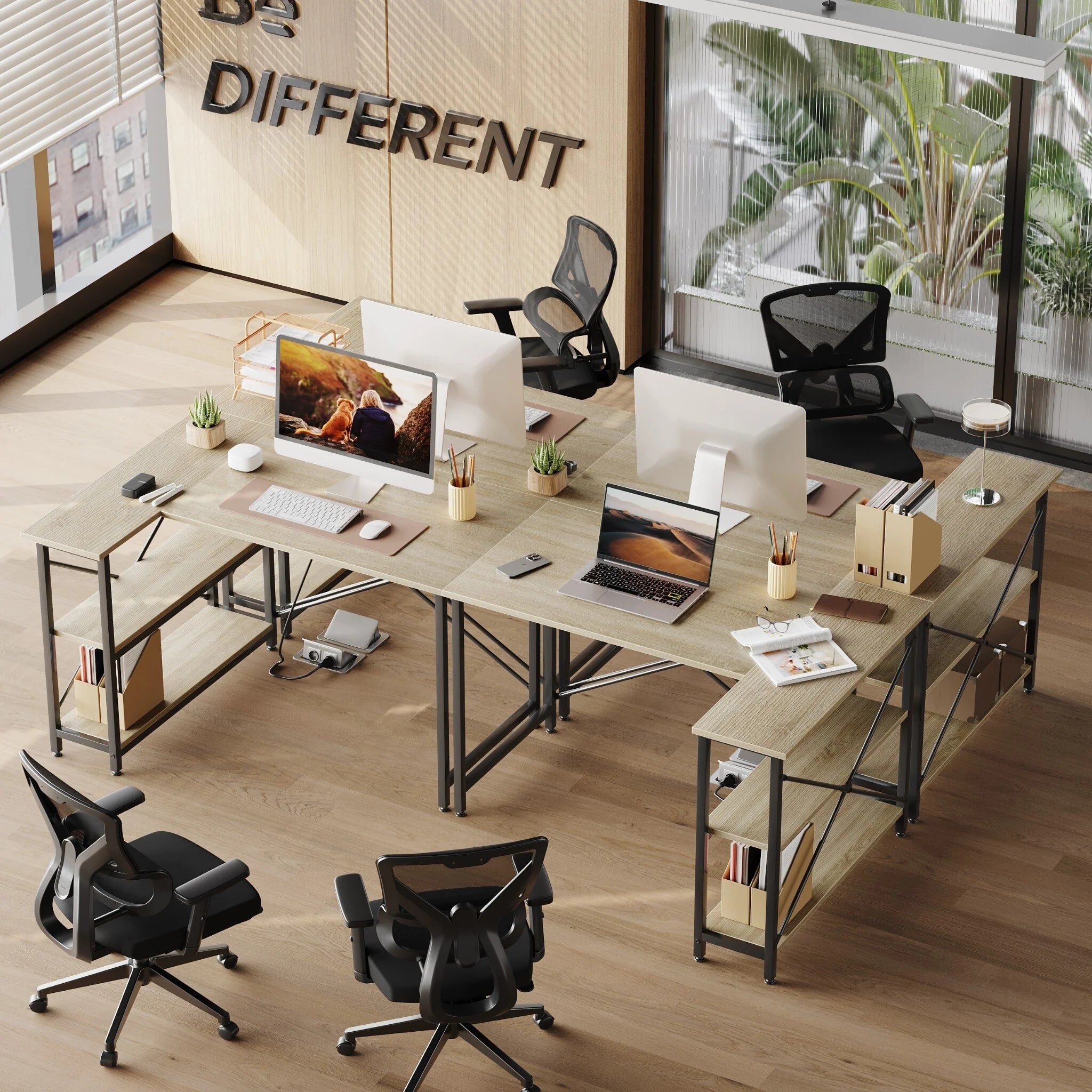 Small L Shaped Desk with Storage Shelves Corner Computer Desk