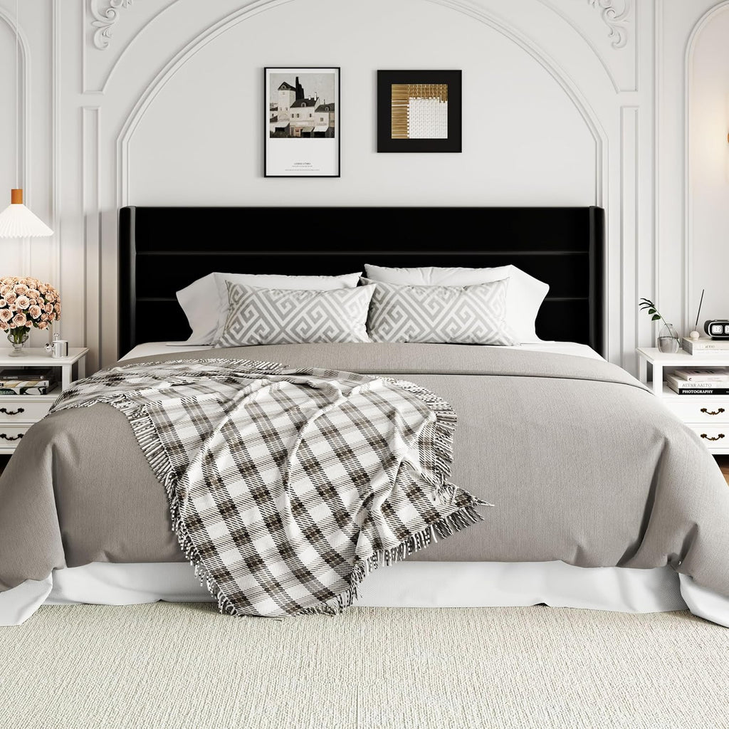 ALLEWIE Queen Size Lift Up Storage Bed with Wingback Headboard