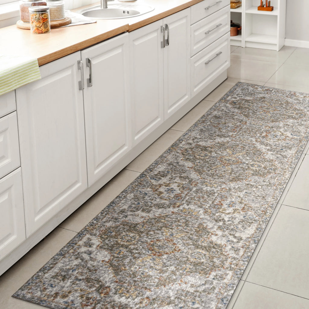 JONATHAN Y Brandy Bohemian Medallion Low-Pile Machine-Washable Cream/Terra Area Rug