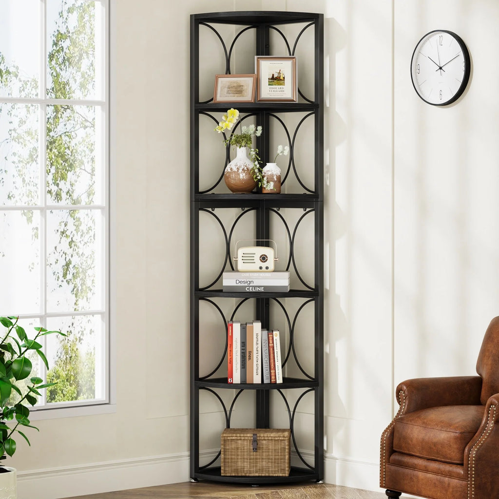 67 Tall Corner Shelf, Corner Bookshelf Bookcase Standing Shelving Unit