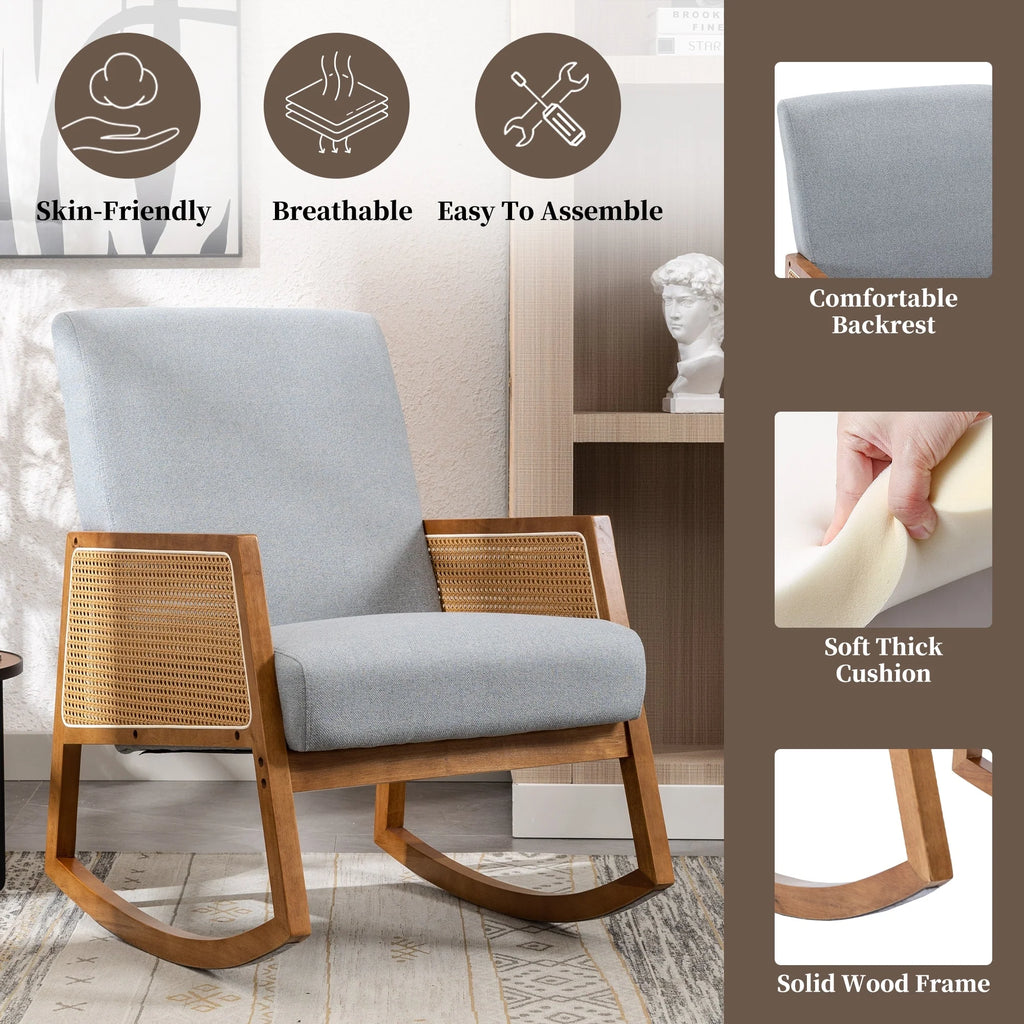 Living room Comfortable rocking chair living room chair Armchair Upholstered Tall Back Accent Glider Rocker