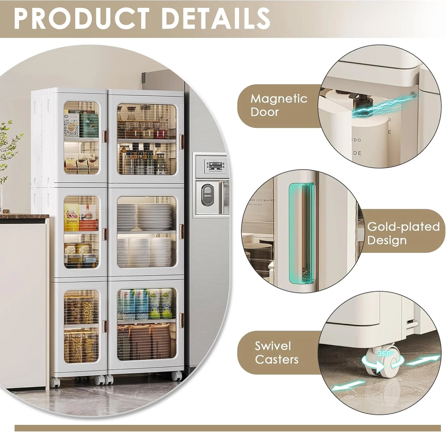 VECELO 4-Tier Plastic Tall Narrow Storage Cabinet