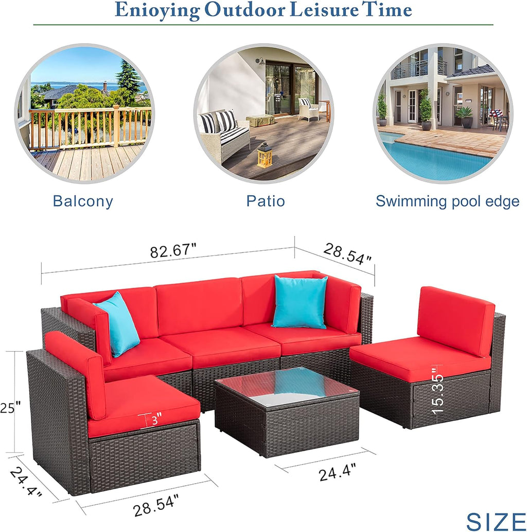 VONGRASIG 5 Piece All-Weather Patio Furniture Set with Ottoman