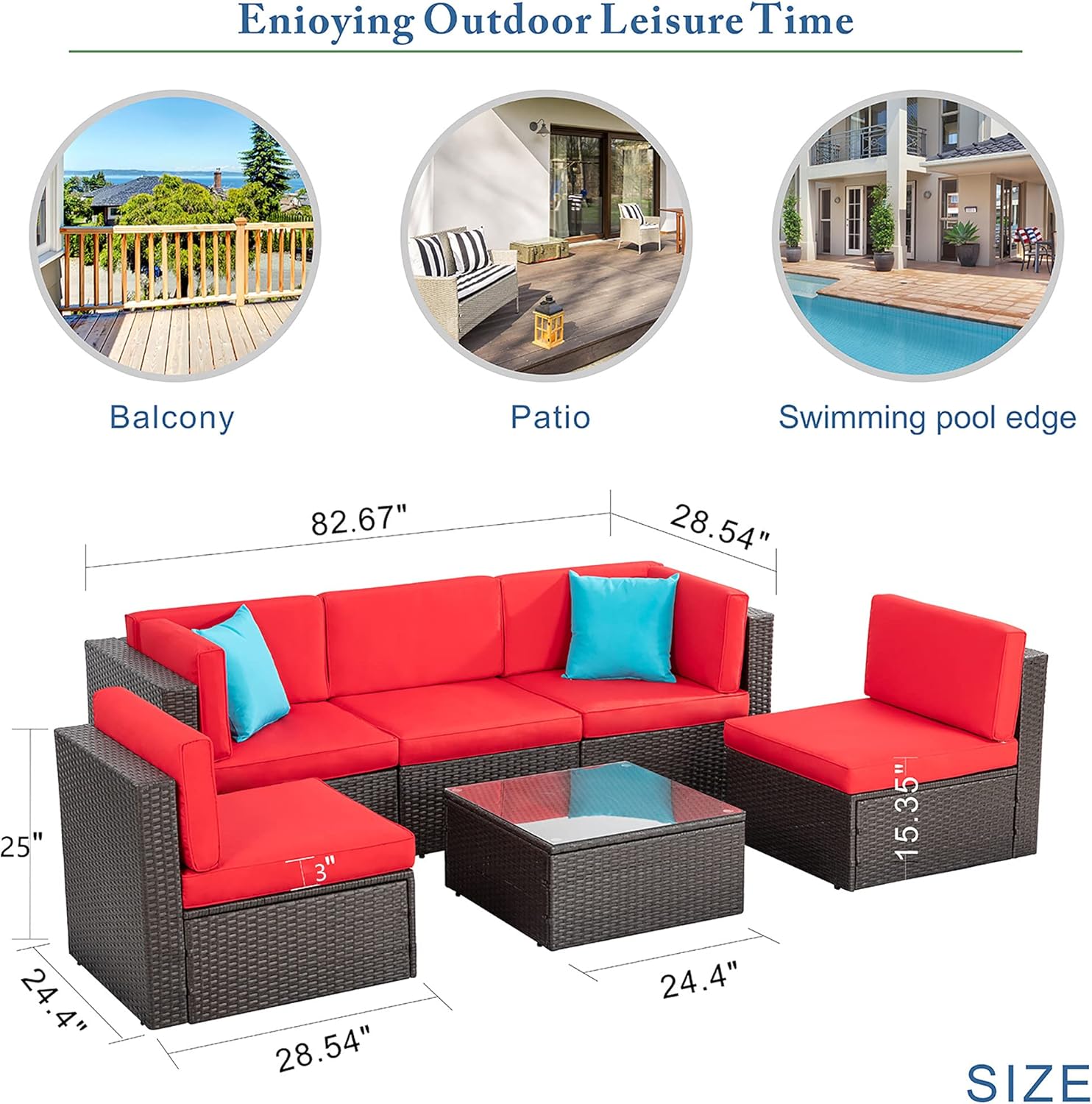 VONGRASIG 5 Piece All-Weather Patio Furniture Set with Ottoman