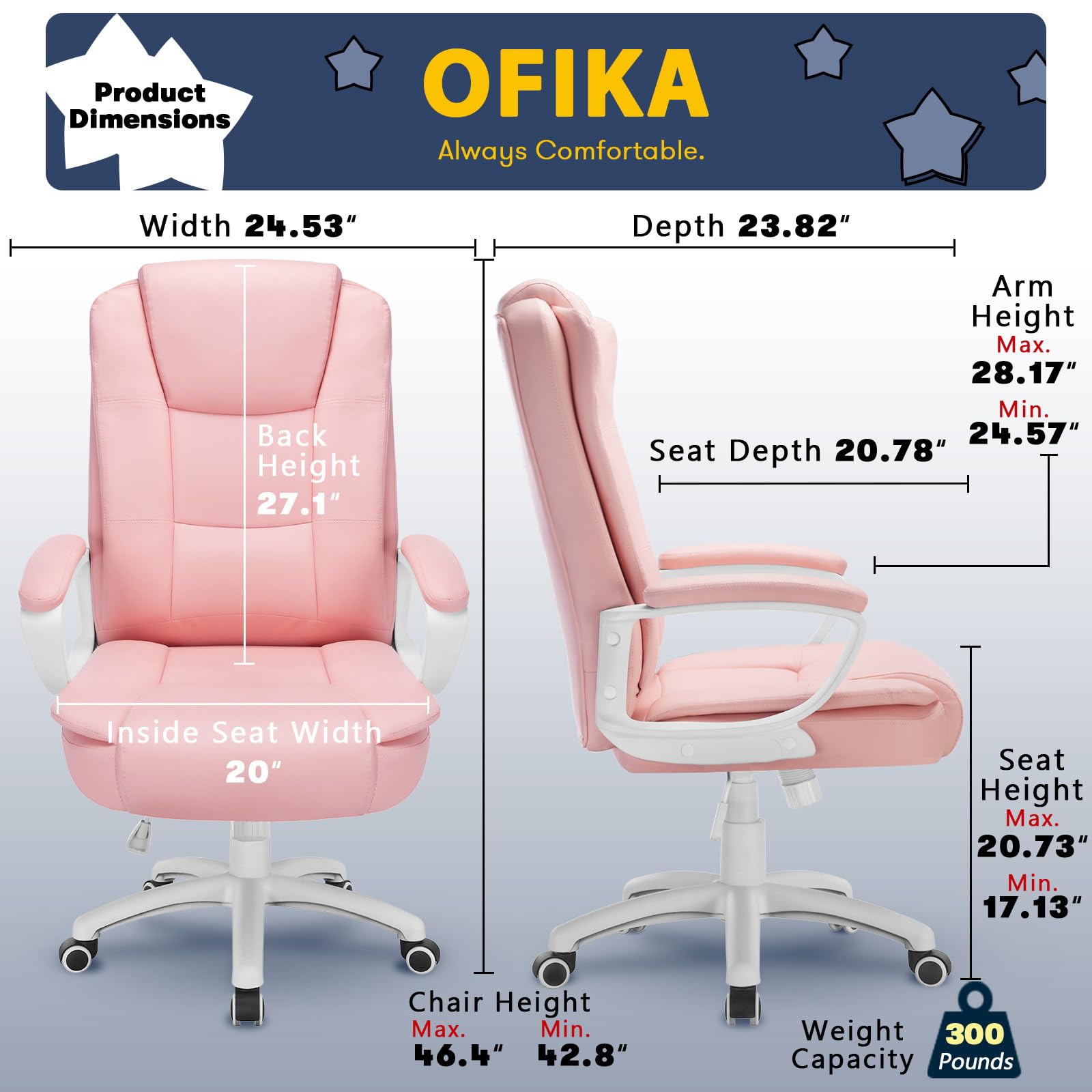OFIKA Home Office Chair, 400LBS Big and Tall Computer Chair