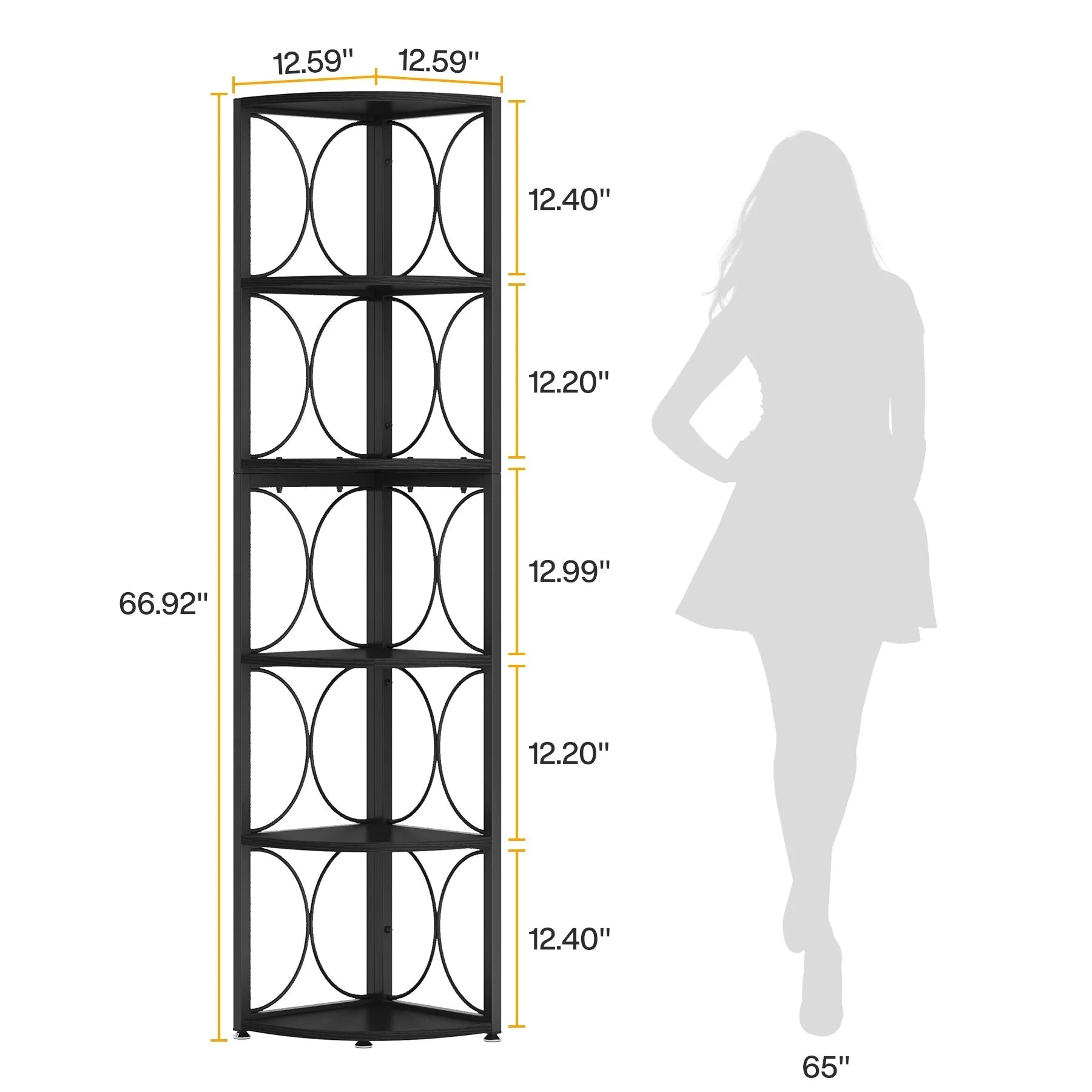 67 Tall Corner Shelf, Corner Bookshelf Bookcase Standing Shelving Unit