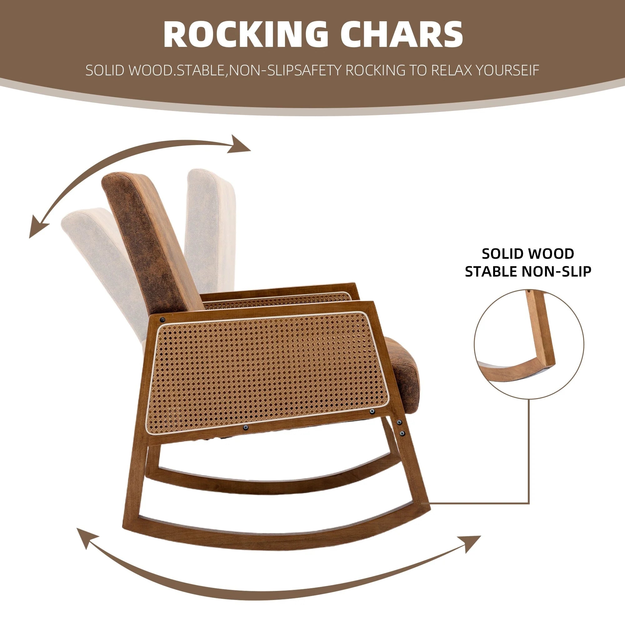 Living room Comfortable rocking chair living room chair Armchair Upholstered Tall Back Accent Glider Rocker