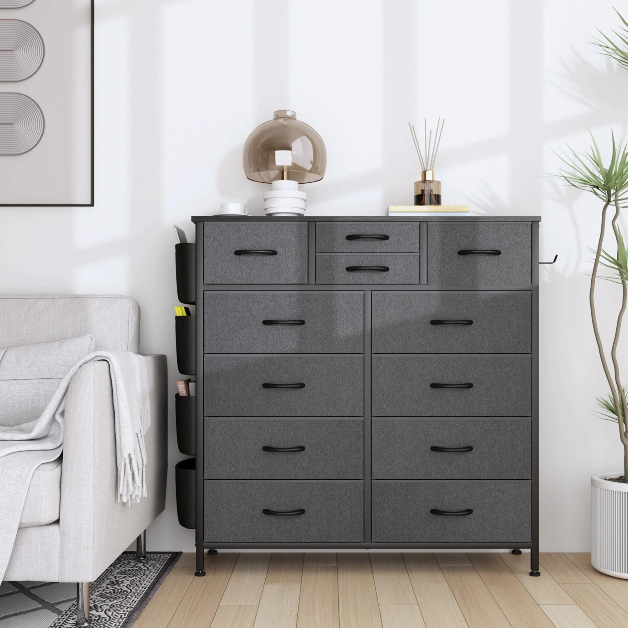 12 Drawer Dresser Fabric Tall Dressers for Bedroom Chest of Drawers