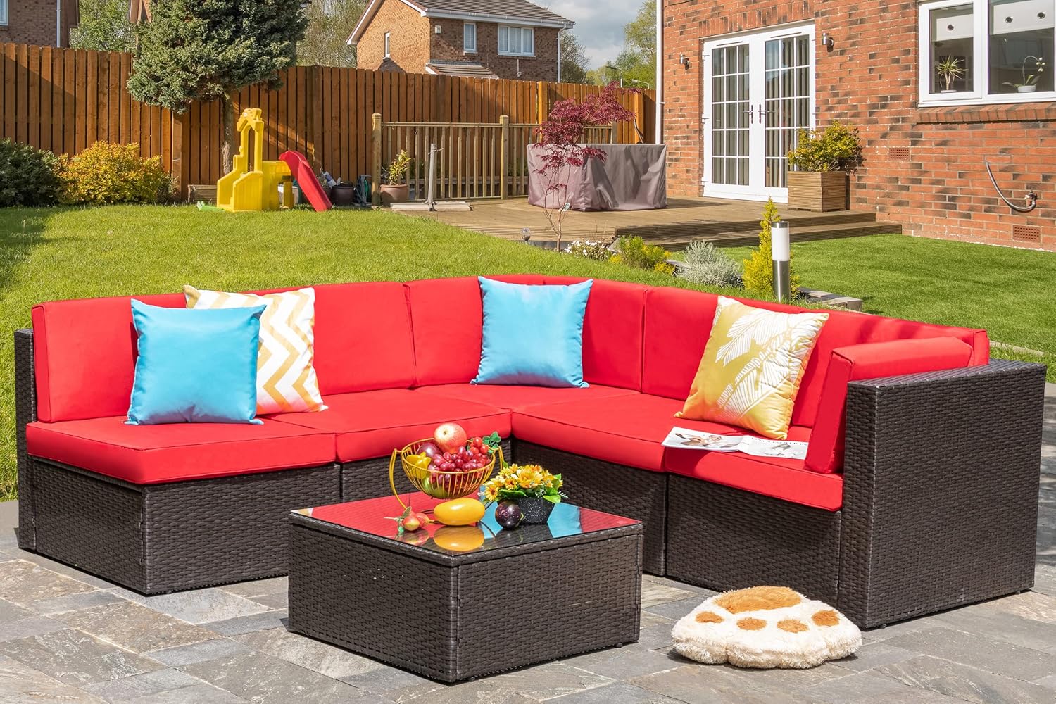 VONGRASIG 5 Piece All-Weather Patio Furniture Set with Ottoman