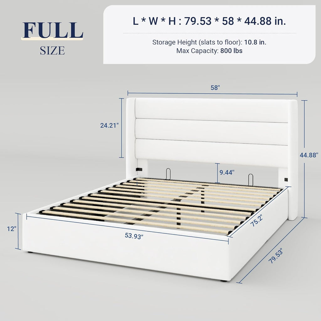 ALLEWIE Queen Size Lift Up Storage Bed with Wingback Headboard