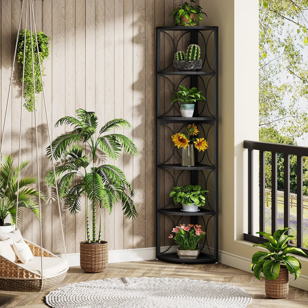 67 Tall Corner Shelf, Corner Bookshelf Bookcase Standing Shelving Unit