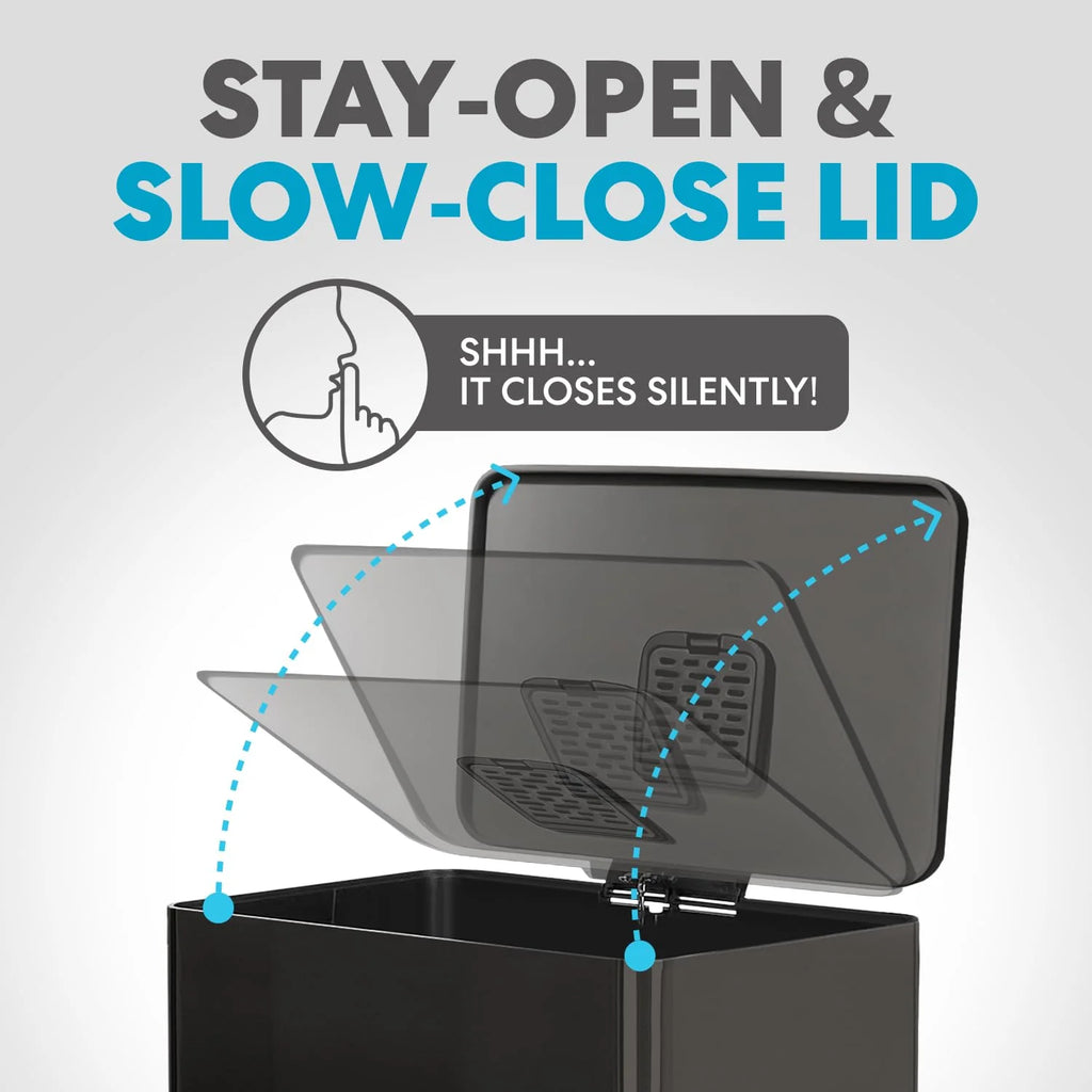 SIMPLI-MAGIC 13.2 Gallon Step Trash Can - Odor Control, Hands-Free