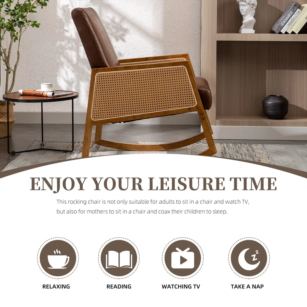 Living room Comfortable rocking chair living room chair Armchair Upholstered Tall Back Accent Glider Rocker
