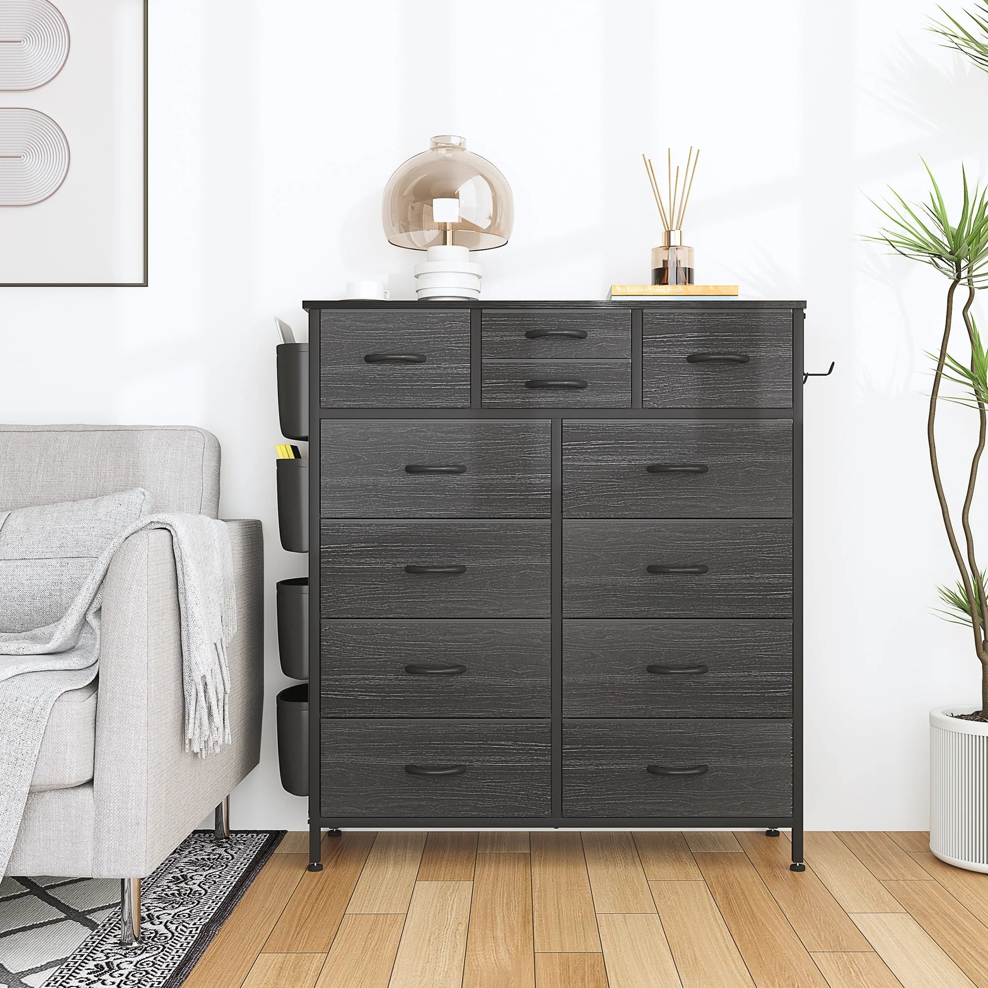 12 Drawer Dresser Fabric Tall Dressers for Bedroom Chest of Drawers
