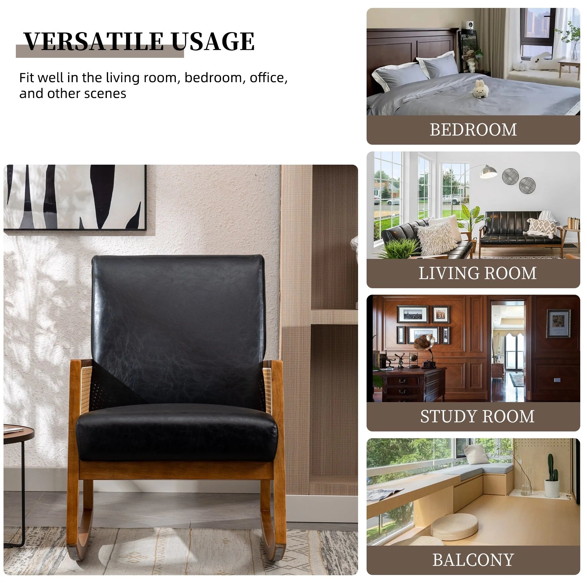 Living room Comfortable rocking chair living room chair Armchair Upholstered Tall Back Accent Glider Rocker