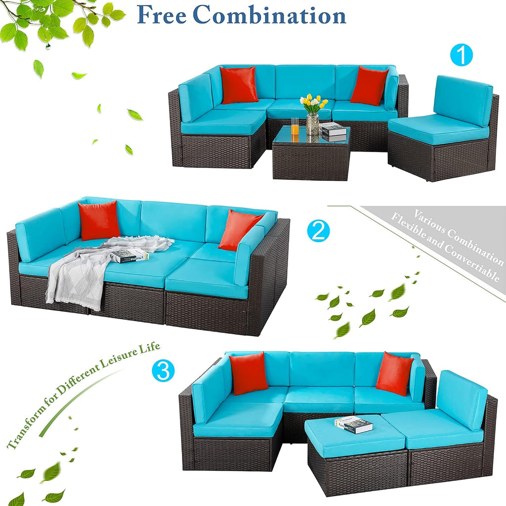 VONGRASIG 5 Piece All-Weather Patio Furniture Set with Ottoman