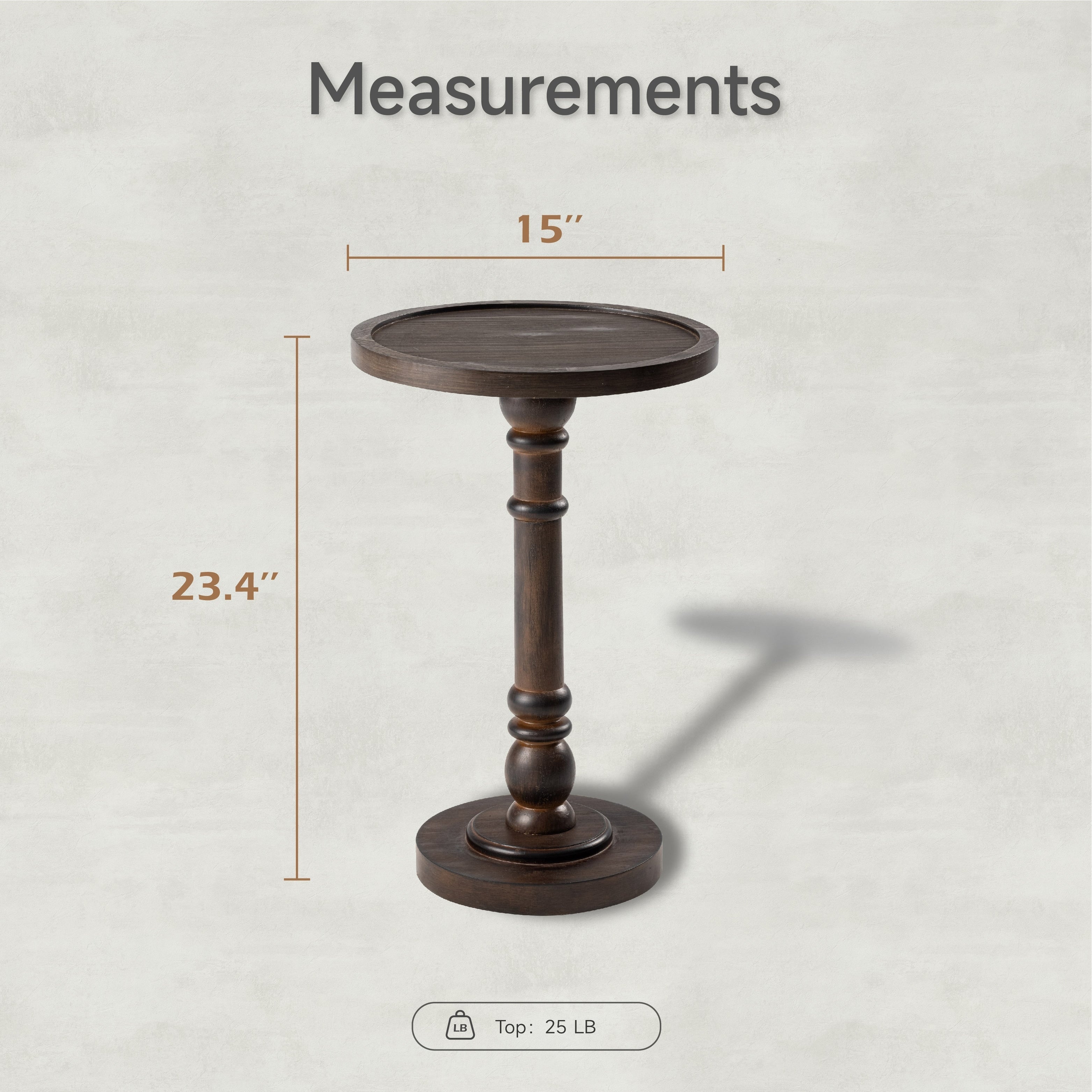 COZAYH Pedestal Small Drinking Table, Farmhouse Tray Top End Table, Distressed Finish, Traditional