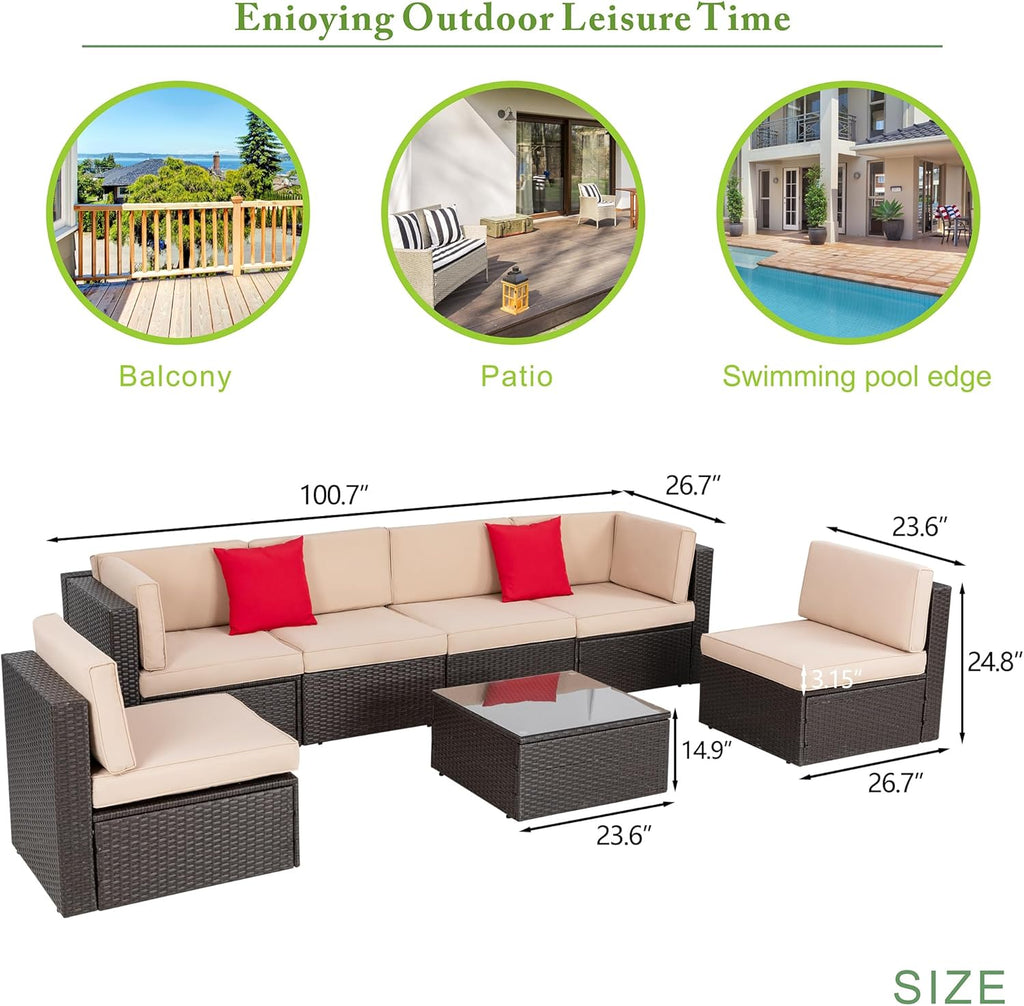 VONGRASIG 5 Piece All-Weather Patio Furniture Set with Ottoman