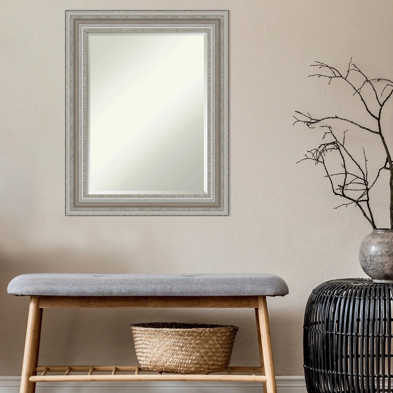 Beveled Bathroom Wall Mirror - Parlor Silver Frame