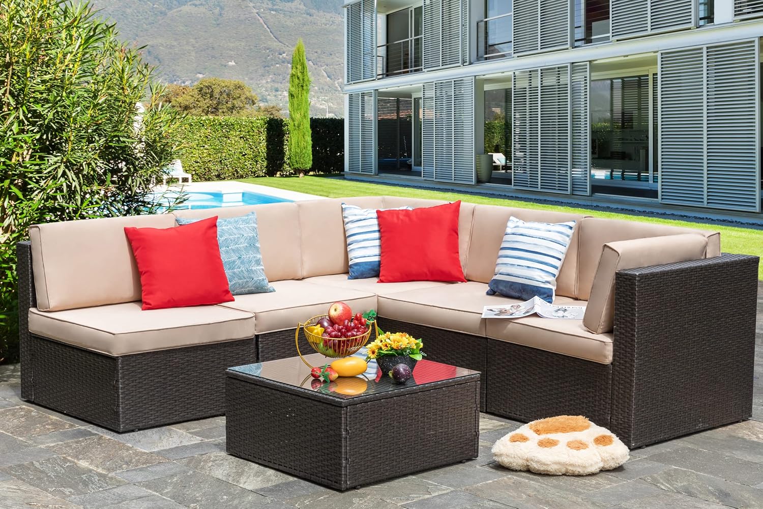 VONGRASIG 5 Piece All-Weather Patio Furniture Set with Ottoman
