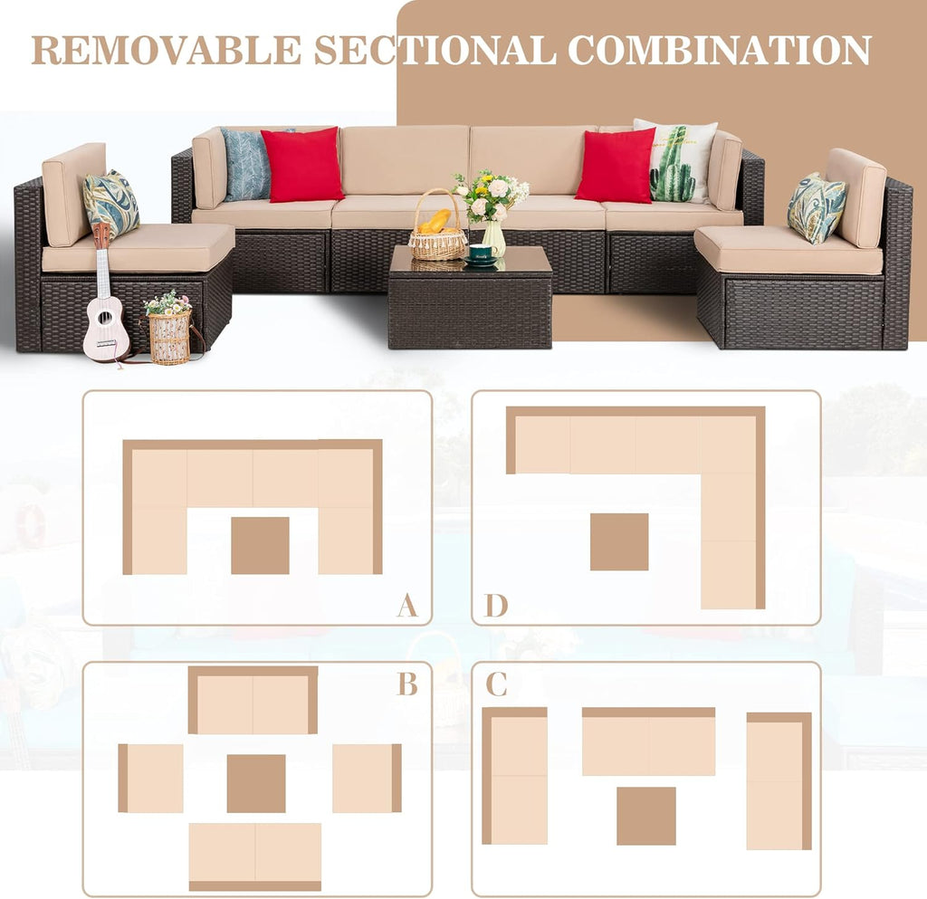 VONGRASIG 5 Piece All-Weather Patio Furniture Set with Ottoman