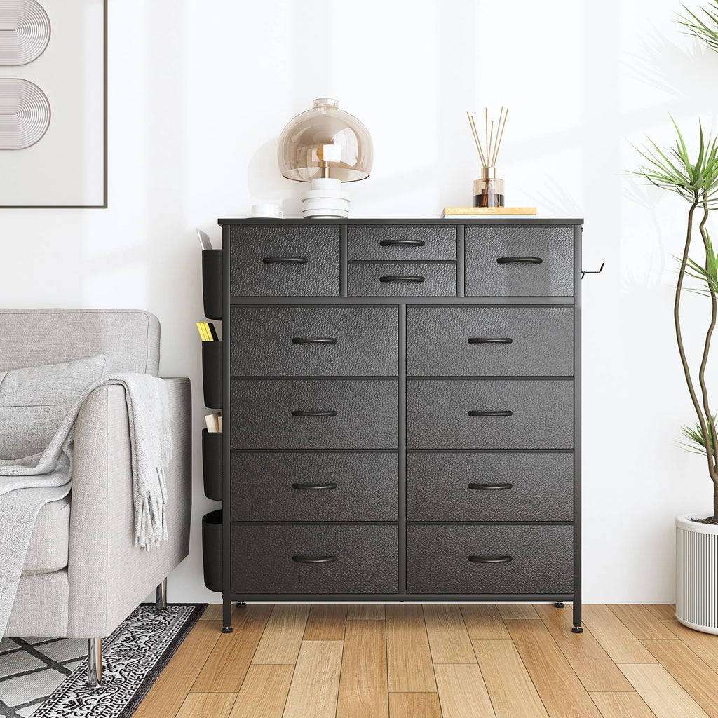 12 Drawer Dresser Fabric Tall Dressers for Bedroom Chest of Drawers