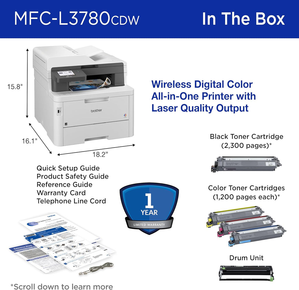 BROTHER MFC-L3780CDW Wireless Color All-In-One Printer