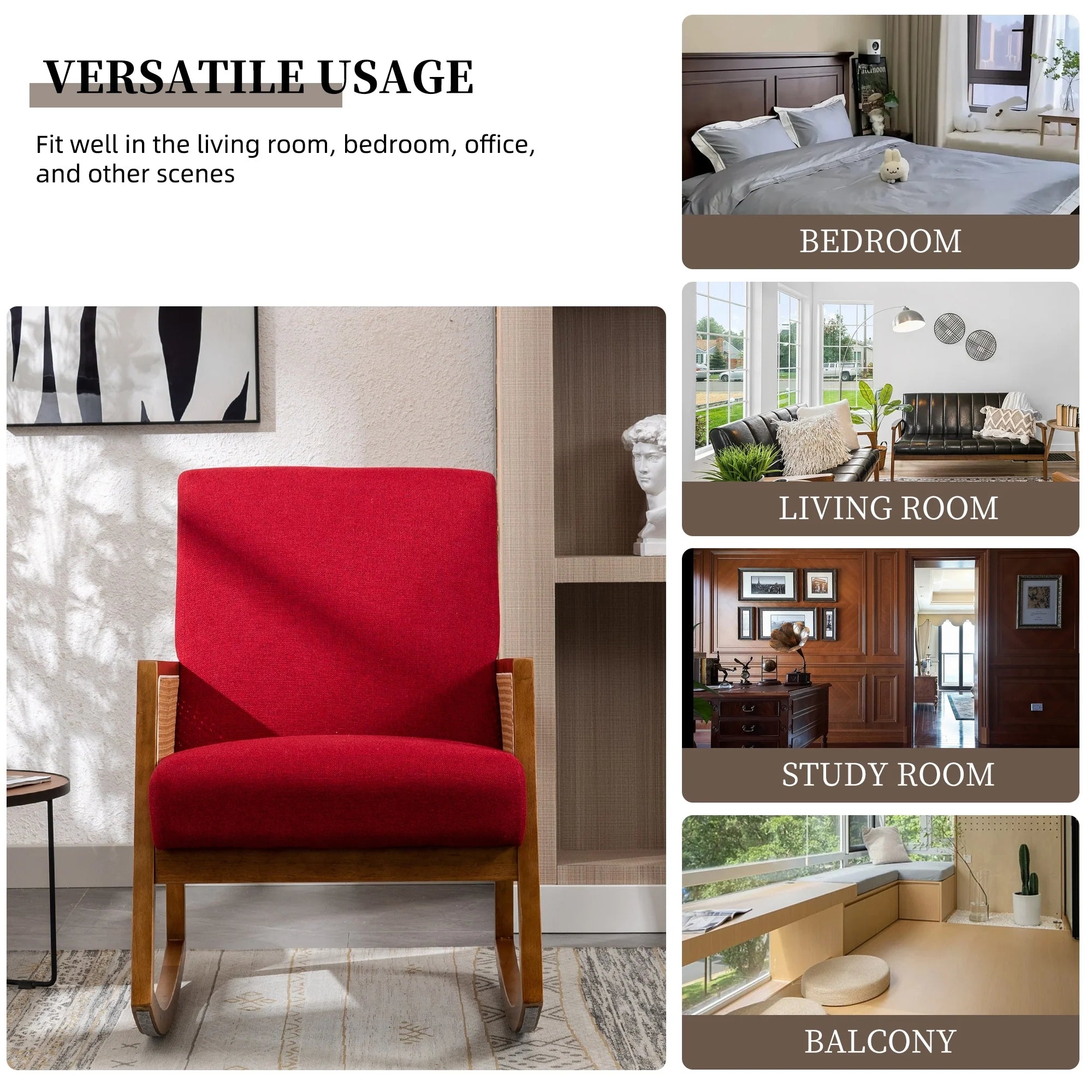 Living room Comfortable rocking chair living room chair Armchair Upholstered Tall Back Accent Glider Rocker