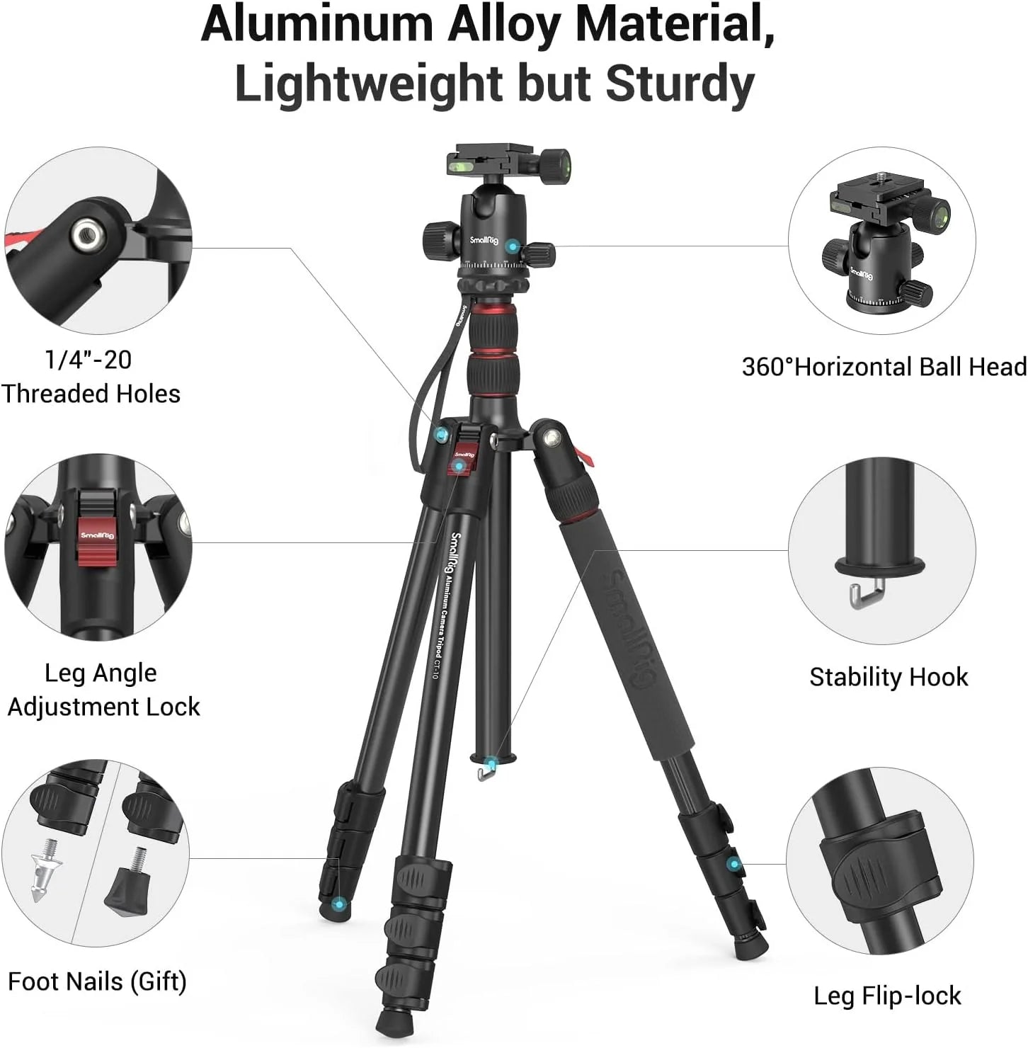 SmallRig Camera Tripod, 71" Foldable Aluminum Tripod/Monopod