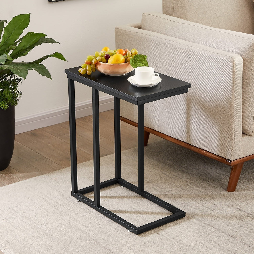 Javlergo Set of 2 C-Shaped Sofa Side Table, Small End Table for Living Room, Narrow Bedside/TV Tray Table