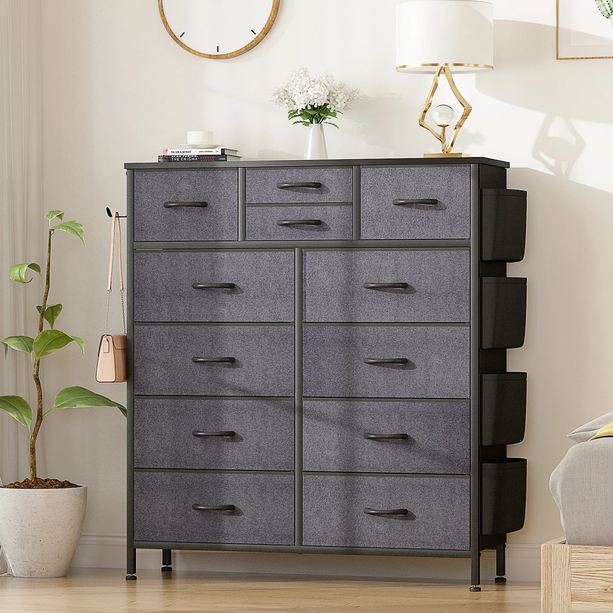 12 Drawer Dresser Fabric Tall Dressers for Bedroom Chest of Drawers