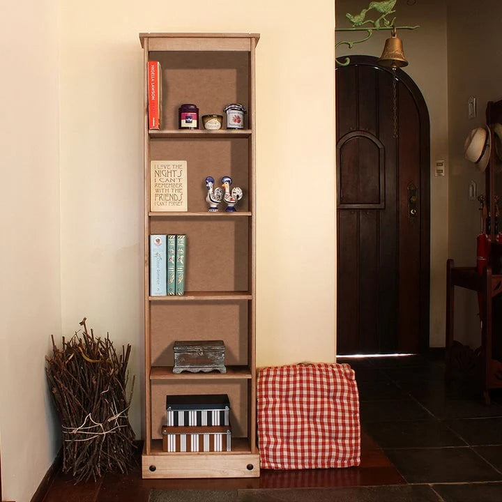 Wood Bookcase Tall Narrow Corona Collection | Furniture Dash