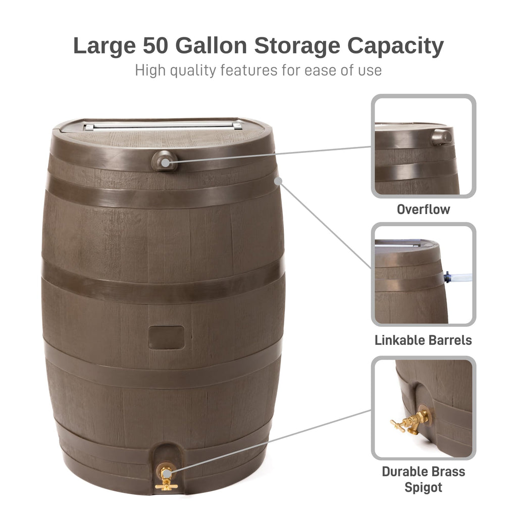 RTS Home Accents 50-Gallon Rain Barrel with Brass Spigot