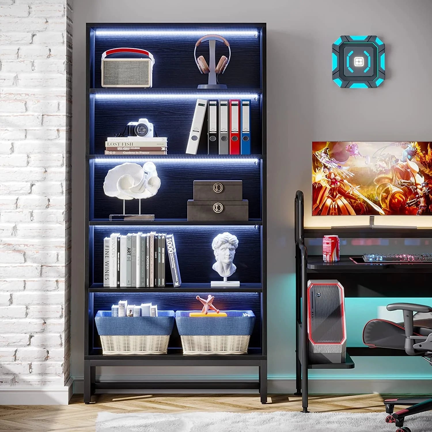 70.8 Inches Tall Bookcase and Bookshelf, 5-Tier Large Bookcases - 11.81D x 31.5W x 70.87H