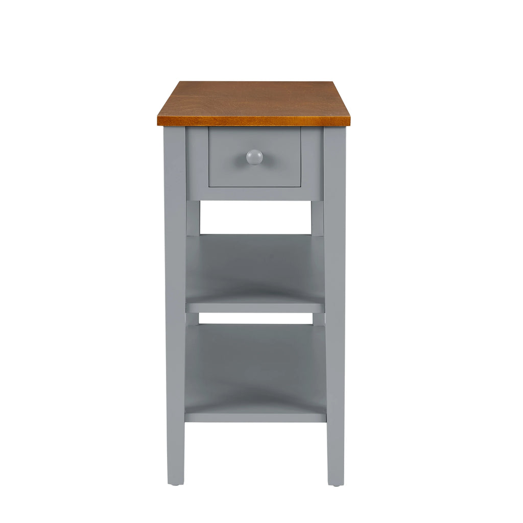 Narrow 2-Tone End Table With Usb Charging Ports For Small Space - 24.00 x 11.80 x 24.20