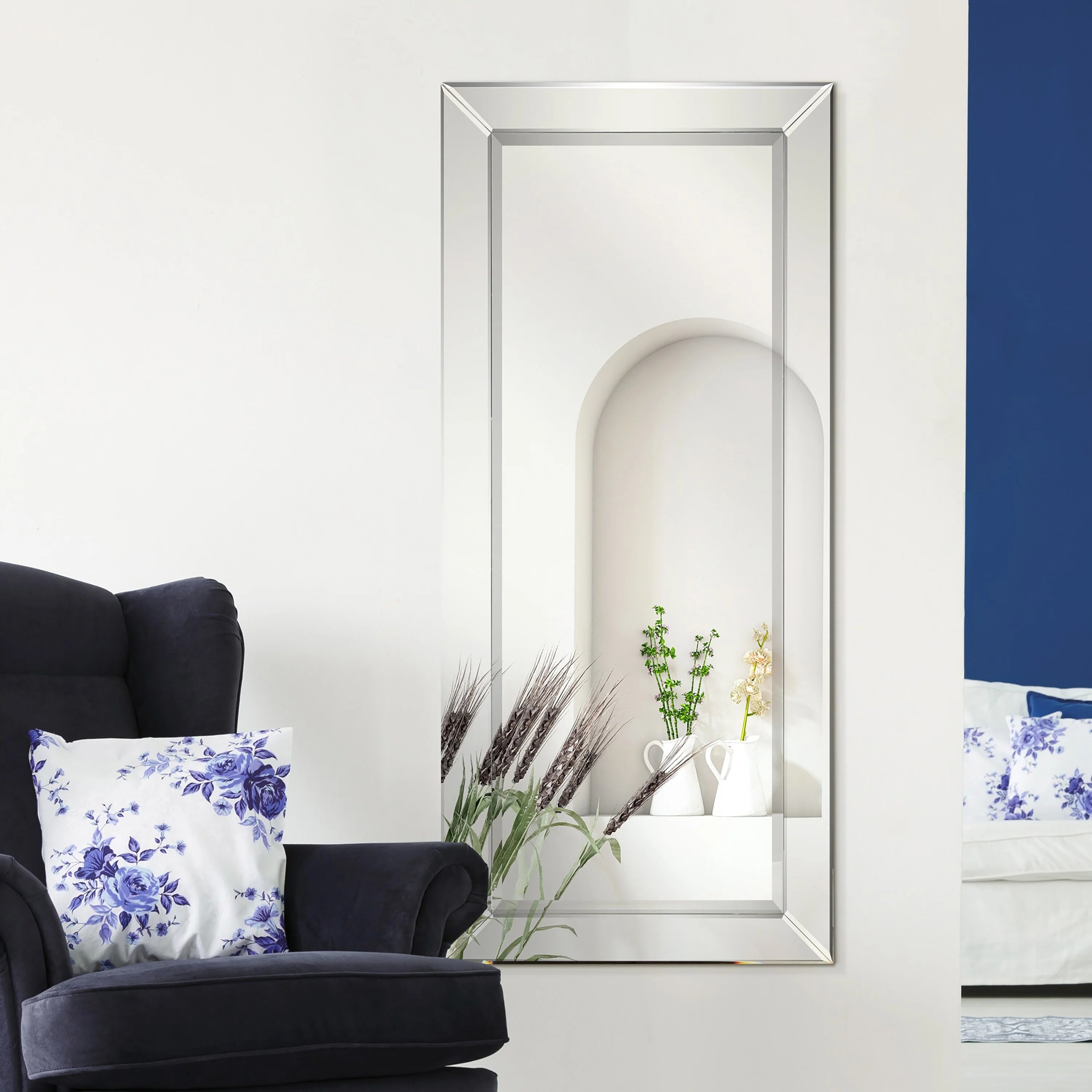 Beveled Rectangular Clear HD Wall Mounted Mirror for Bathroom, Vanity, Bedroom Mirrors, 3 sizes