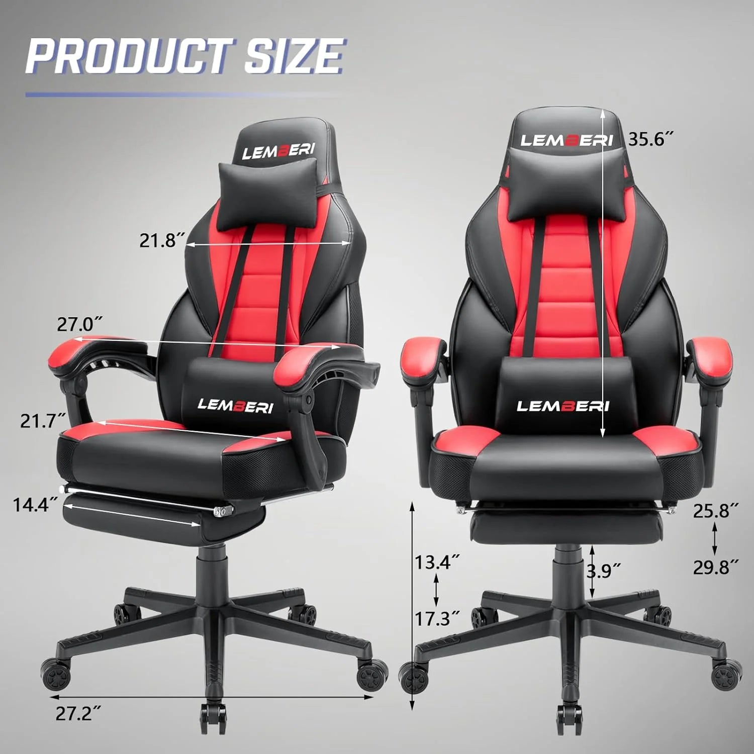 LEMBERI Video Game Chair with Footrest - Big & Tall 400Lb Capacity