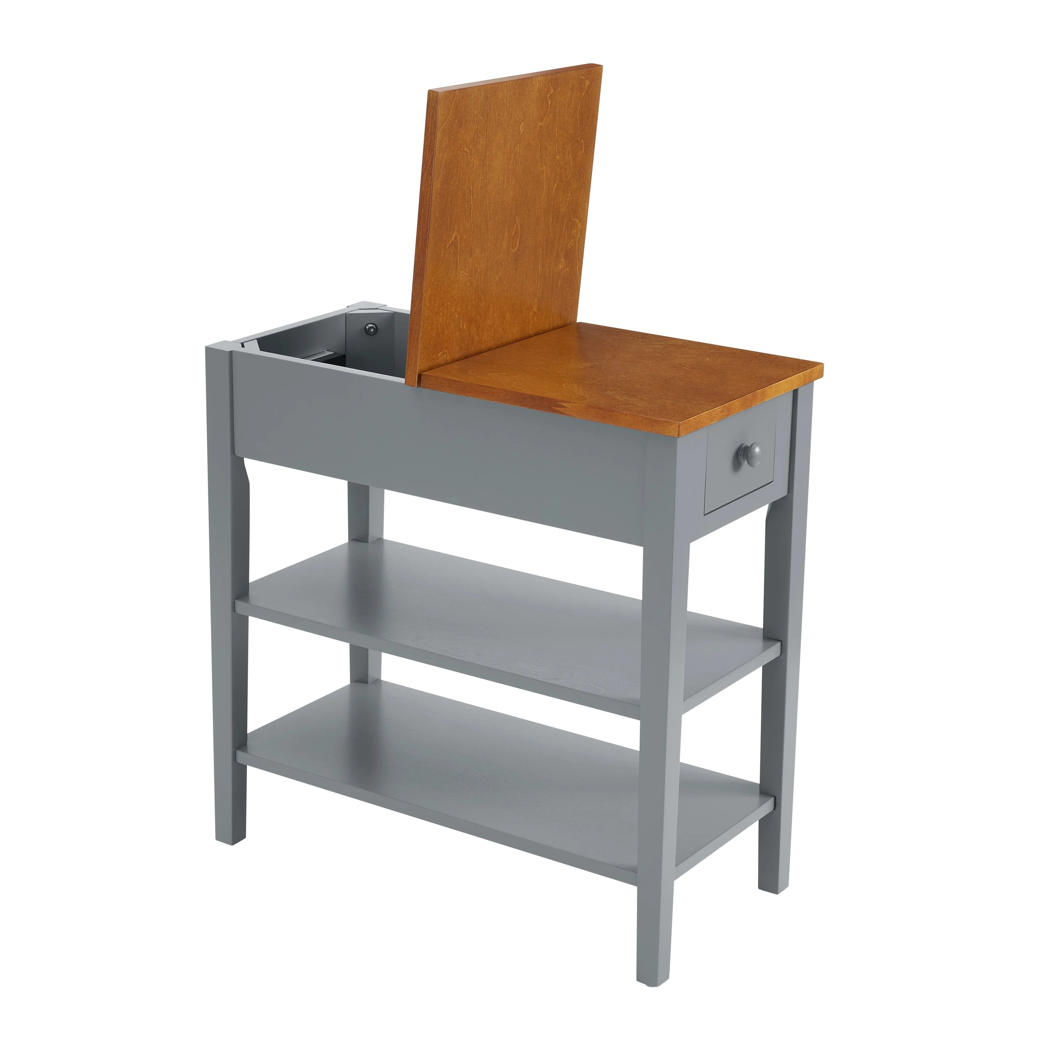 Narrow 2-Tone End Table With Usb Charging Ports For Small Space - 24.00 x 11.80 x 24.20