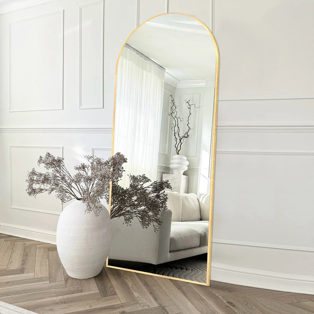 Modern Arched Full Length Aluminum Alloy Floor Mirror Standing Mirror