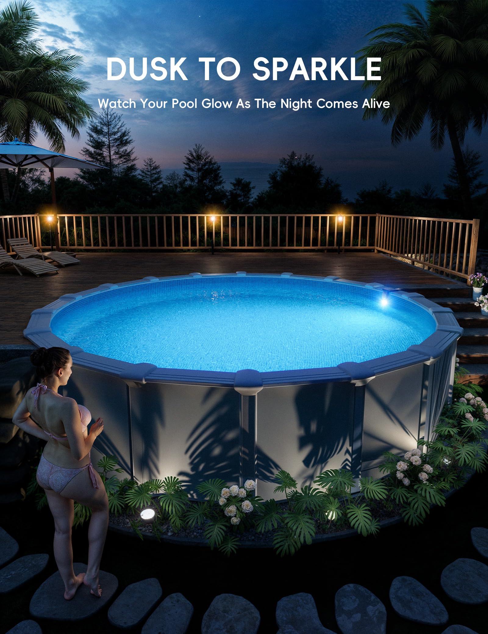 POOLHACKER Solar Pool Lights Only for Steel Wall Above Ground Pool