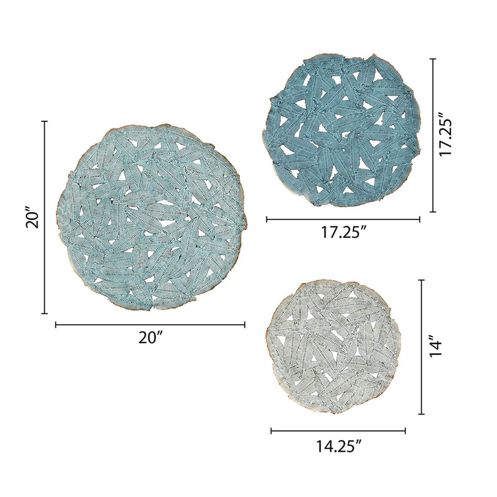 Madison Park Rosalie Textured Feather 3-piece Metal Disc Wall Decor Set