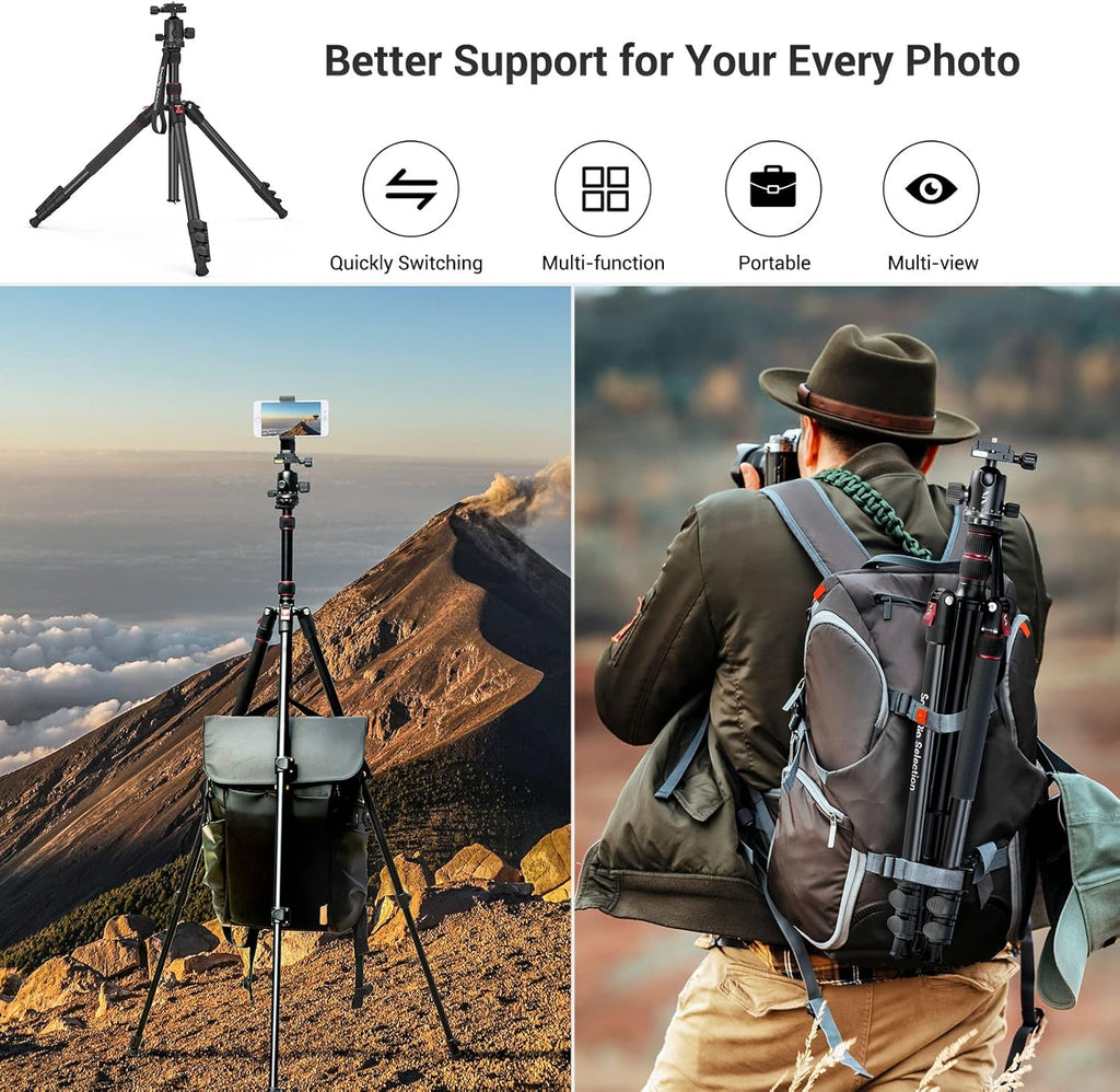 SmallRig Camera Tripod, 71" Foldable Aluminum Tripod/Monopod