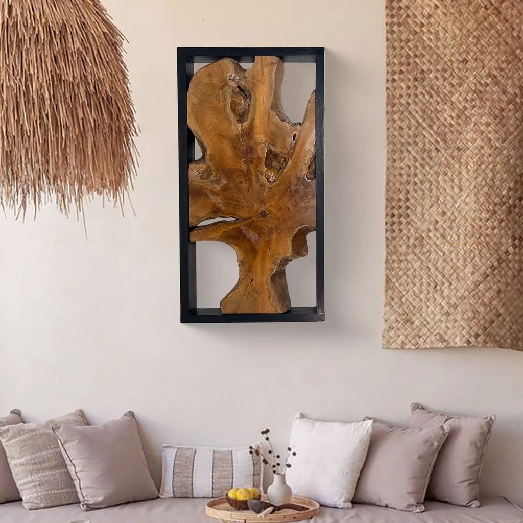 Greenage Teak Wall Decor Abstract Live Edge Wall Sculpture