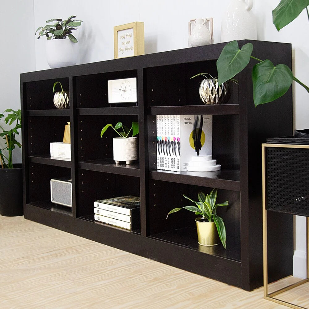 Concepts in Wood Triple Wide Wood Bookcase, 9 Shelf, 36 inch Tall