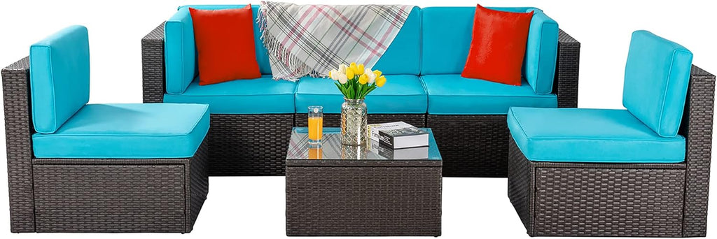 VONGRASIG 5 Piece All-Weather Patio Furniture Set with Ottoman