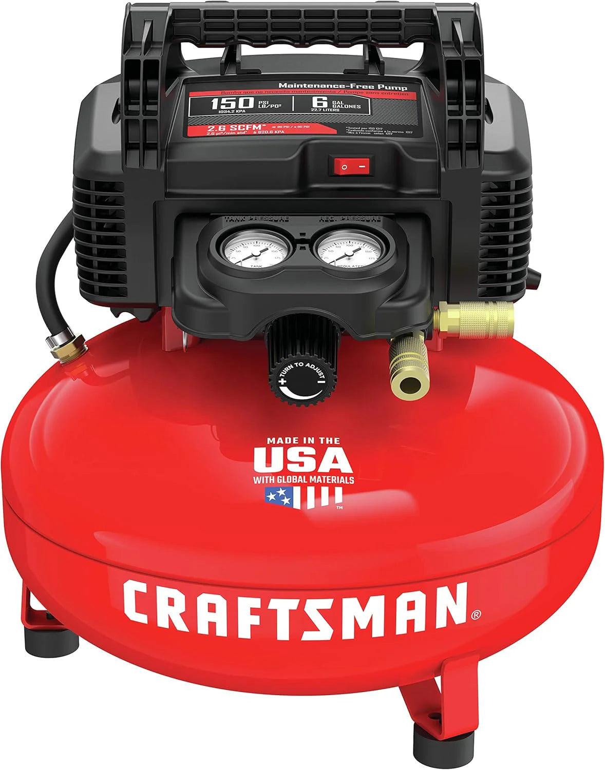 CRAFTSMAN Air Compressor 6 Gallon Pancake Oil-Free Kit