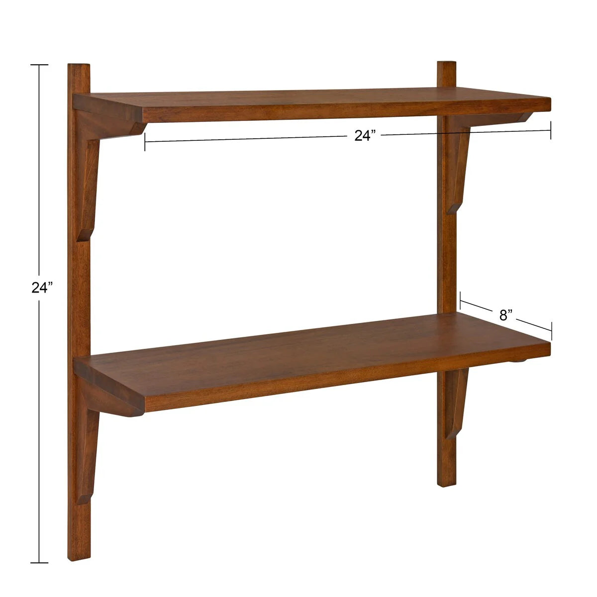Kate and Laurel Meridien Mid-Century Wall Shelves - 24x8x24