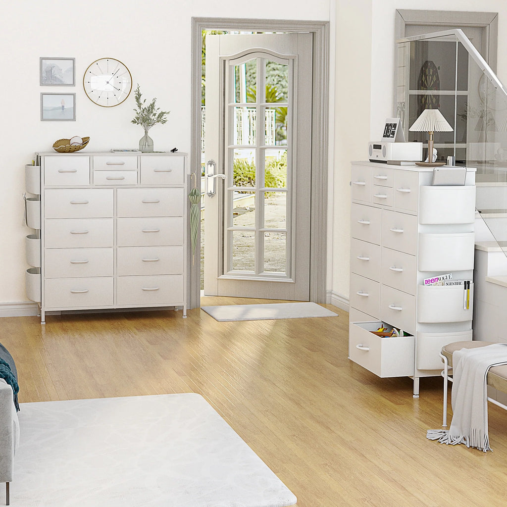12 Drawer Dresser Fabric Tall Dressers for Bedroom Chest of Drawers